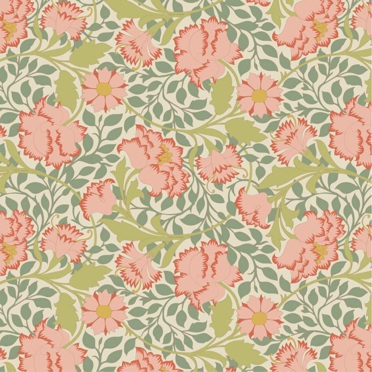 Fabric Tilda Sage Flora Songbird by the Quarter Yard TIL100648
